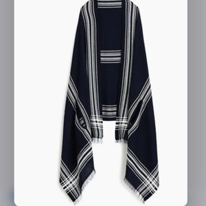 J Crew blanket striped cafe scarf navy and white